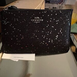 Coach Black Glitter Star Clutch
